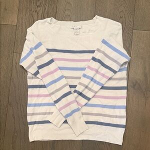 Design History White Striped Long Sleeve Tee